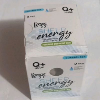 L'eggs Sheer Energy Medium Leg Support Control Top Tights, 2 Pair Q+